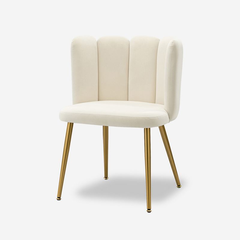 Barbara Contemparary Velvet Vanity Stool for Makeup Room, Moden Accent Side Chairs for Living Room with Shell Back and Golden Metal Legs | ARTFUL LIVING DESIGN, 1 of 13