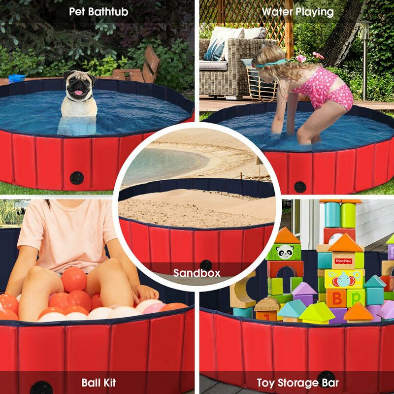 Costway 55'' Foldable Dog Pet Pool Kiddie Bathing Tub Indoor Outdoor Leakproof Portable, 4 of 11
