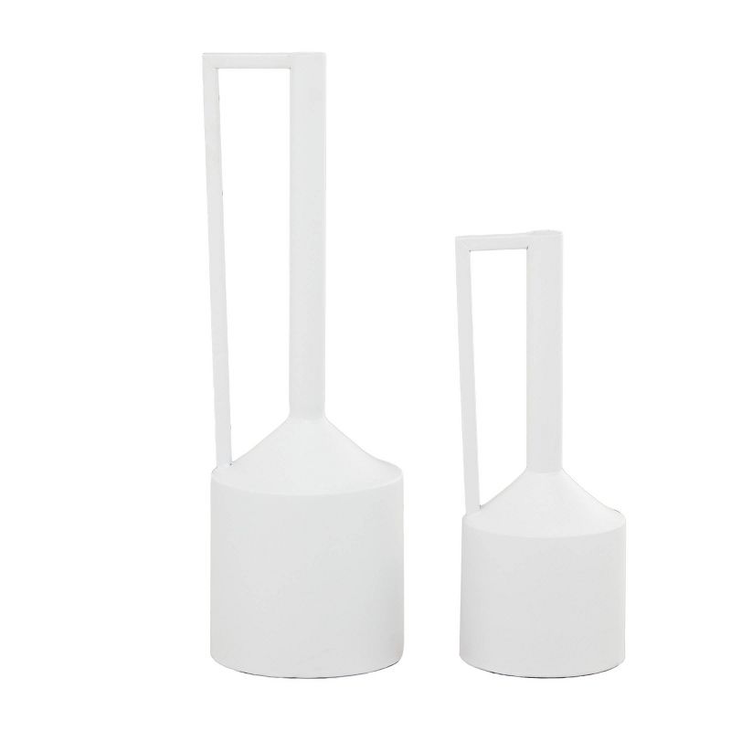 Set of 2 Metal Vase with Handles White &#8211; CosmoLiving by Cosmopolitan, 5 of 8