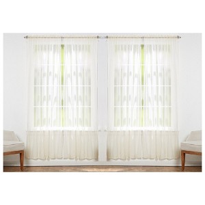 J&V TEXTILES 4-Pieces Sheer Solid Sheer Window Curtains 55x84 - Window Treatment Rod Pocket Voile Drape/Panel Sets for Patio Door - 1 of 4