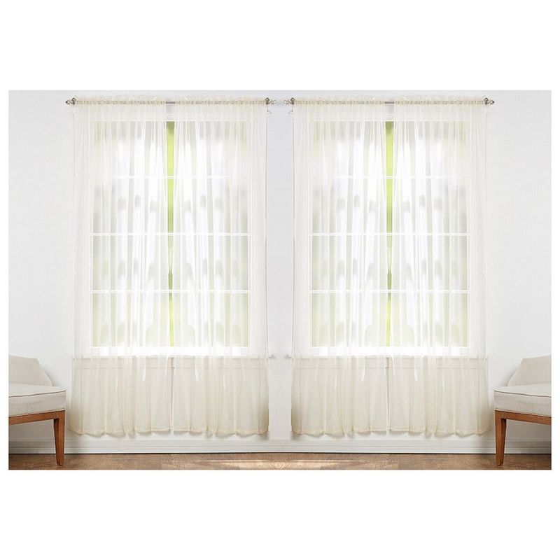J&V TEXTILES 4-Pieces Sheer Solid Sheer Window Curtains 55x84 - Window Treatment Rod Pocket Voile Drape/Panel Sets for Patio Door, 1 of 7