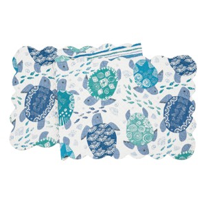 C&F Home 14" x 51" Turtle Bay Stripes Quilted Reversible Rectangle Table Runner - 1 of 4