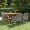 vidaXL 5-Piece Patio Dining Set – Gray PE Rattan Chairs & Acacia Wood Table for Outdoor Garden - 2 of 4