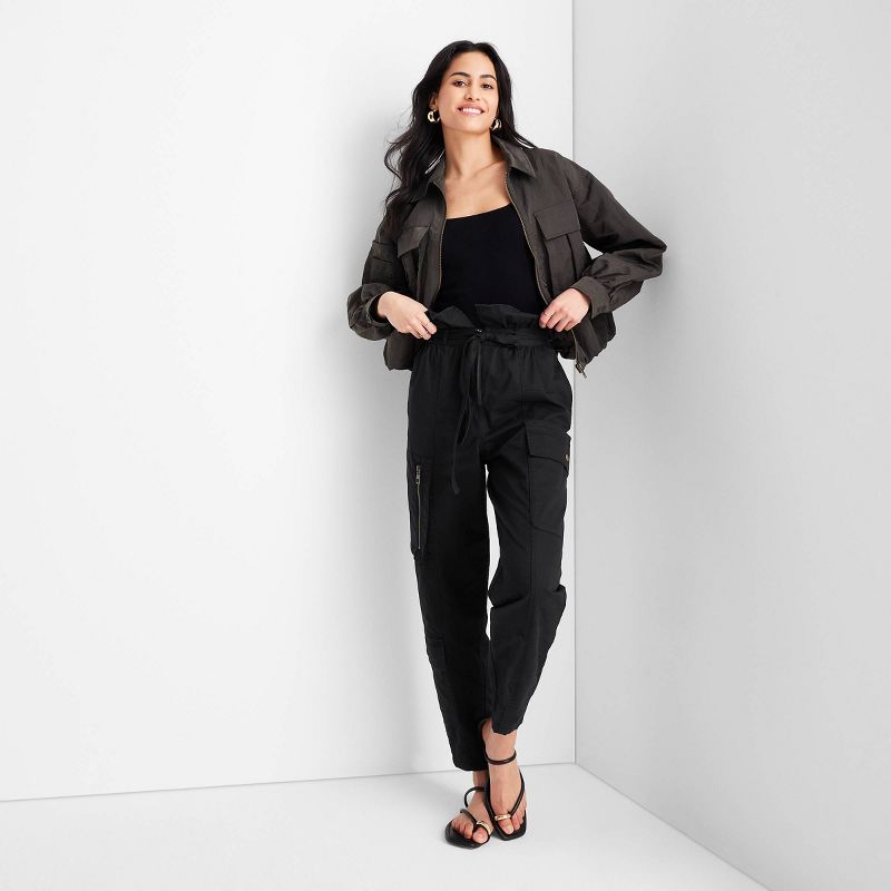 Women's High-Waisted Fold Over Cargo Pants - Future Collective™ with Jenny K. Lopez Black, 3 of 5