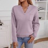 Women's Pullover Sweater V-Neck Long Sleeve Solid Color Knitted Sweater Soft Comfortable Casual Top - 2 of 4