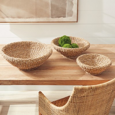 Natural Seagrass Shallow Tapered Basket Set, 18"