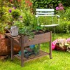 Chic Crate - 8-Section Raised Garden Bed with Trellis - Large Wood Planter Box with Foldable Table & Wheels - Vegetables/Flowers/Herbs - Rich Brown - 2 of 4
