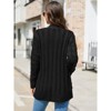 Women's Open Front Cardigan Sweater with Pockets Long Sleeve Cable Knit Button Loose Cardigan Sweater Outwear - 2 of 4