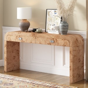 NicBex Unique Burl Veneer Console Table with Storage,Entryway Table with 2 Drawers & Metal Handles,Foyer Table for Hallway,Living Room - 1 of 4