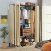 Artloge Heavy Duty Multi-Functional Large Closet Organizers,Black Metal Clothing Garment Rackwith 7 Shelves, 2 Drawers and 2 Dust Proof Curtain - 3 of 4