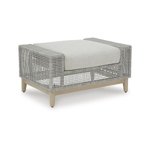 Signature Design by Ashley Seton Creek Outdoor Ottoman with Cushion, Gray - 1 of 4