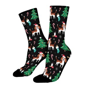 Beagle Christmas Women Printed Crew Socks Funny Funky Socks Soft Polyester Novelty Gifts for Artists Men - 1 of 4