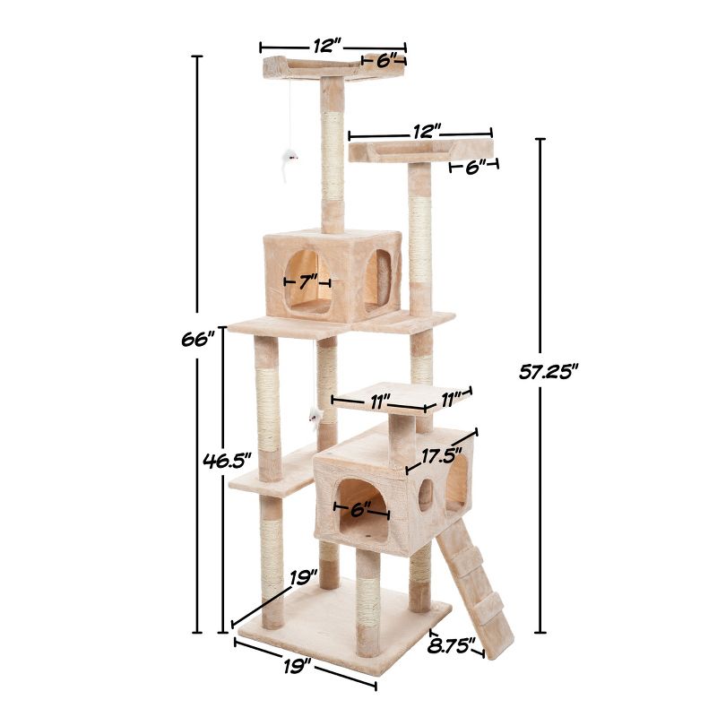 Pet Adobe Multilevel Cat Tree House Tower and Scratching Posts - Beige, 4 of 7