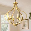 DORESshop 6-Light Gold Industrial Farmhouse Chandelier, Metal Pendant Light Fixture for Dining Room, Kitchen Island, Foyer - 2 of 4