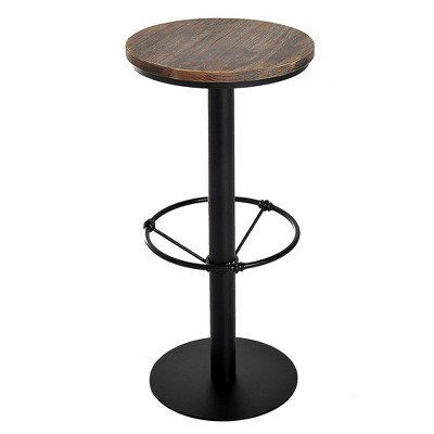 HomCom 42" Rustic Bar table Industrial Metal Pine Wood Top Adjustable Standing Pub Table