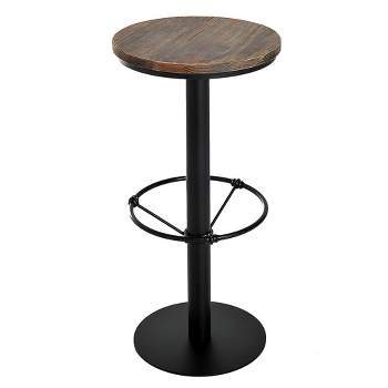 HOMCOM 42" Rustic Bar table Industrial Metal Pine Wood Top Adjustable Standing Pub Table