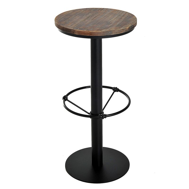HOMCOM 42" Rustic Bar table Industrial Metal Pine Wood Top Adjustable Standing Pub Table, 1 of 9