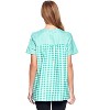 Casual Nights Women's Snap Front Smock Cobbler Woven Scrub Apron Top with Pockets - Blue Plaid - 3X-Large - 3 of 4