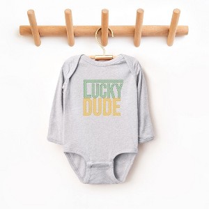 The Juniper Shop Block Checkered Lucky Dude Baby Long Sleeve Bodysuit - 1 of 3