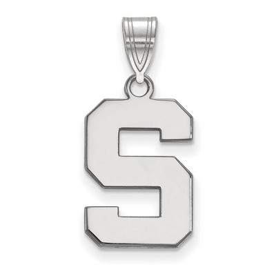 Black Bow Jewelry 14k White Gold Michigan State Spartans NCAA Medium Pendant
