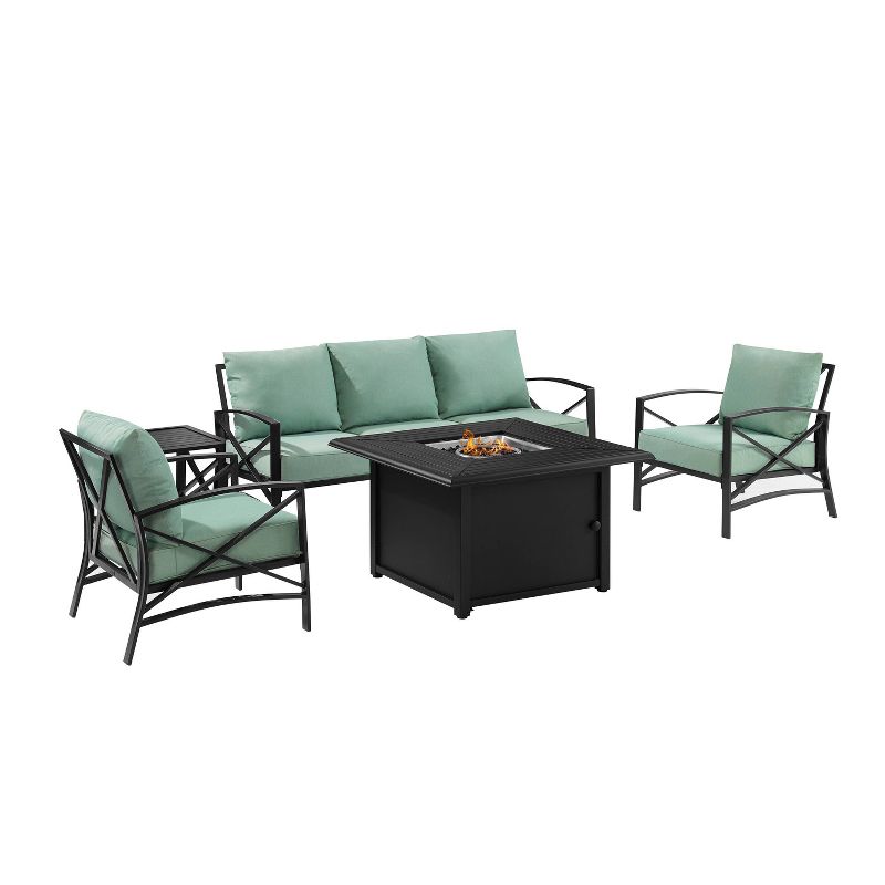 Kaplan 5pc Outdoor Sofa Set with Fire Table - Mist - Crosley, 1 of 17
