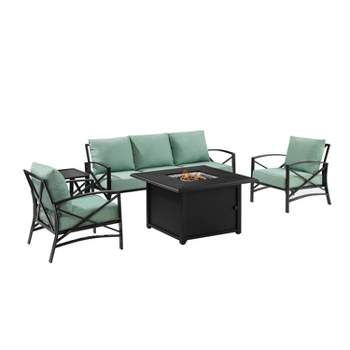 Kaplan 5pc Outdoor Sofa Set with Fire Table - Mist - Crosley
