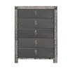 Royal Hampton Tall Dresser Chest, 5 Drawers, Crystal Trim, Gray Solid Wood - 4 of 4