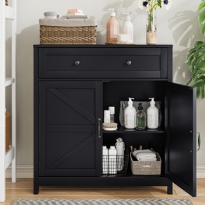 KWPZQEB Storage Cabinet, Farmhouse Cabinet with Drawer and Adjustable Shelf, Freestanding Organizer Cabinet for Bathroom, Living Room - 1 of 4