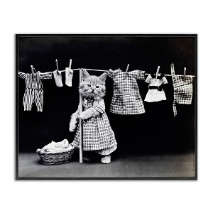 Stupell Industries Kitten Does The Laundry Framed Giclee Art - 1 of 4