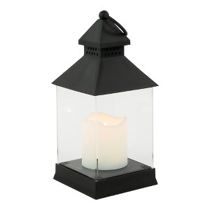Northlight Candle Lantern with Flameless LED Candle - 9.5" - Black - 1 of 4