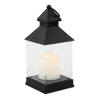 Northlight 9.5" Black Candle Lantern with Flameless LED Candle