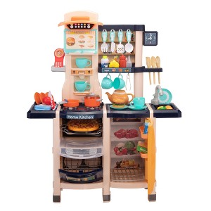 DSVIMOY Kids Kitchen Playset Toys Cooking Set with Accessories Kid Toys for Imaginative Fun and Learning, Blue/Pink - 1 of 4