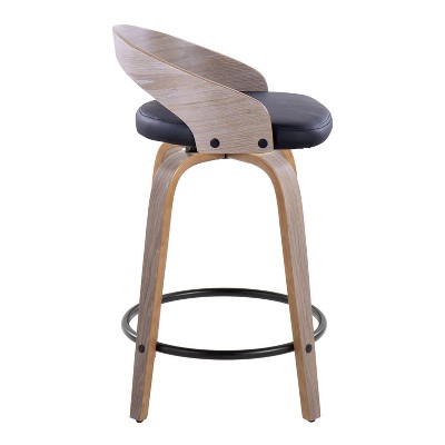 Grotto 18" Light Gray and Black Swivel Counter Stool Set