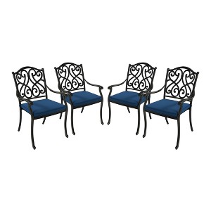 Mondawe Cast Aluminum Outdoor Dining Armchair with Sofa Cushion (Set of 4) - 1 of 4
