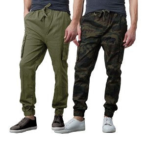 Galaxy By Harvic Men's Slim Fit Cotton Stretch Twill Cargo Joggers-2 Pack - 1 of 4