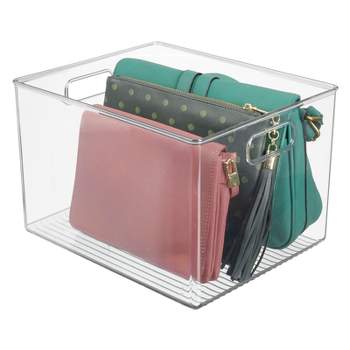 mDesign Plastic Closet Storage Organizer Container Bin, Handles