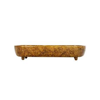 Antique Ball Footed Vanity Tray Brass Cast Iron by Foreside Home & Garden