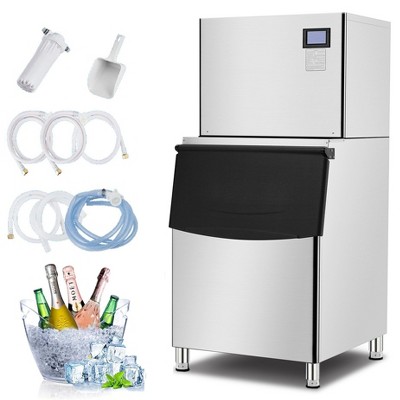 Acekool 550Lbs/24H Split Commercial Ice Machine with 350Lbs Storage, Stainless Steel Freestanding Ice Maker with Water Filter