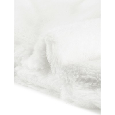 Allegra K Women's Winter Wedding Cropped Notch Lapel Open Front Formal Faux Fur Fluffy Coat Medium White — фото 5