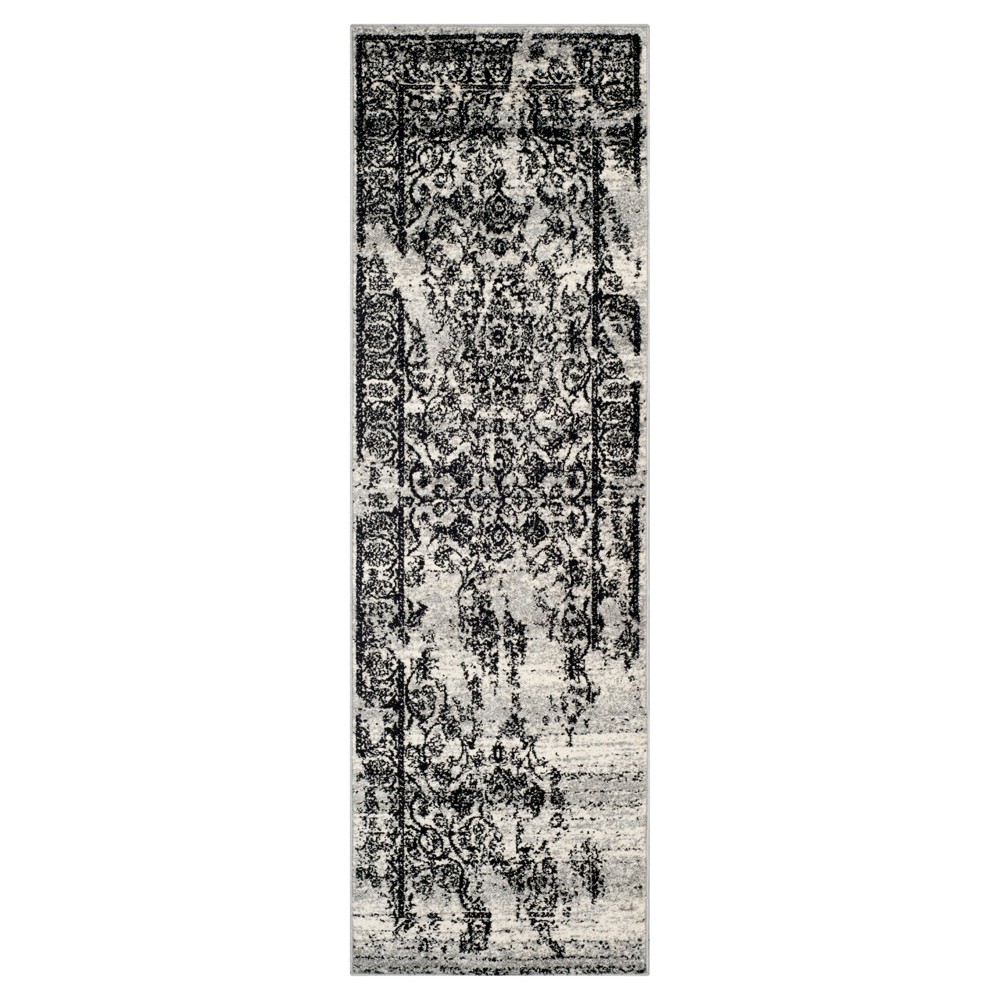 2'6inx12' Runner Addaneye Silver/Black - Safavieh