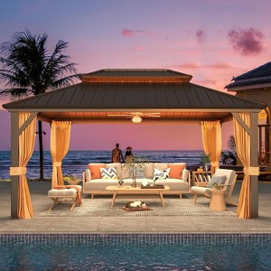Erommy Hardtop Gazebo with Galvanized Steel Double Roof - 1 of 4