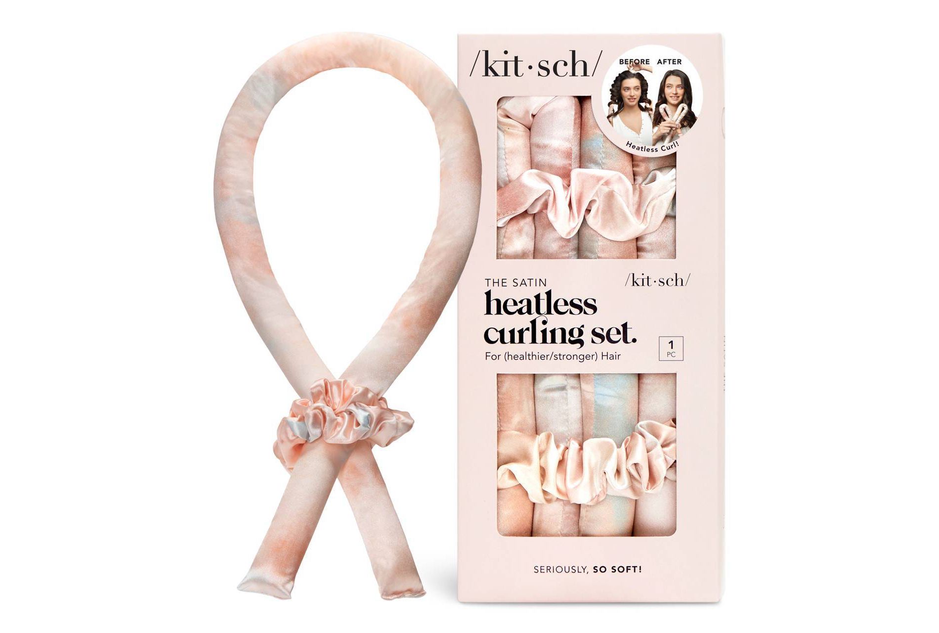 Kitsch Satin Heatless Curling Set Sunset Tie Dye Flexible Construction Hair Roller - 3pc