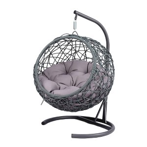 Gulches Gray Pet Bed - Indoor/Outdoor Cat Swing with Rattan Wicker Look - 1 of 4