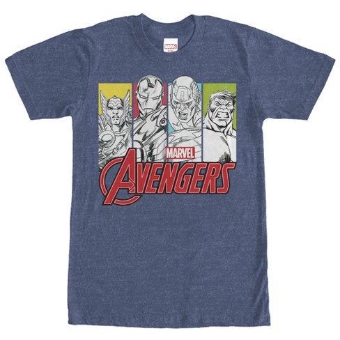 Men's Marvel Avengers Panels T-shirt - Navy Blue Heather - Large : Target