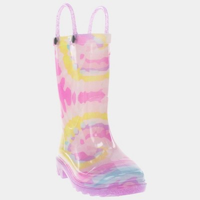 Western Chief Toddler Girls' Clara Tie-Dye Light-Up Glitter Rain Boots