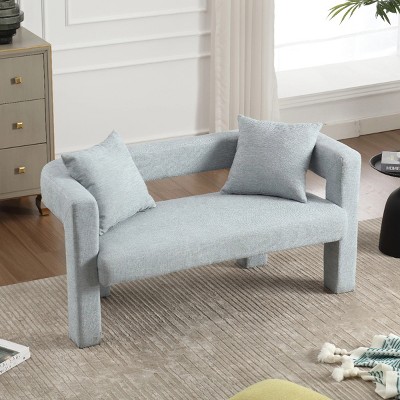 Modern Chenille Loveseat Sofa,Upholstered 2 Seater Sofa,Couch Lounge With Pillows,Sofa Benches,Accent Couch For Living Room-Cuddlewood