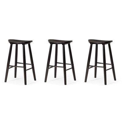 Maven Lane Luna Backless Modern Dining Kitchen Stool with Narrow Saddle Seat, Set of 3