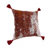 HomeRoots 18" Red And Silver Abstract Geometric Viscose Throw Pillow Cover with Tassels - 4 of 4