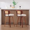 KTMBDW Swivel Bar Stools, 26" Upholstered Counter Height Bar Stools with Back and Walnut Wood Legs, Barstools for Kitchen Counter - 3 of 4