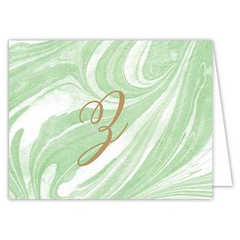 10ct Marble Folded Notes Monogram Z - Chic Stationery, Gold Accents, All-Occasion Card Pack